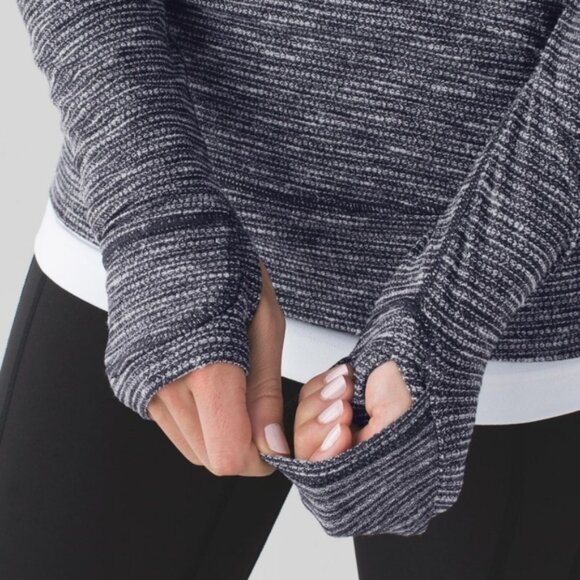 Lululemon Think Fast Pullover Long Sleeve Zip Coco Pique Black - Picture 5 of 12